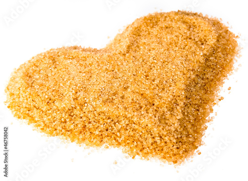 Photo: Heart from not refined reed granulated sugar Heart from not refined reed granulated sugar