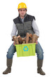 Man carrying recyclable wood
