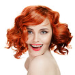 Beautiful smiling woman portrait on white background