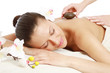 Hot stone massage at spa salon