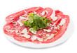 carpaccio of beef on arugula