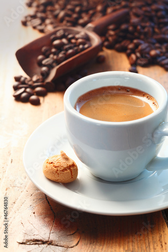 Photo: Morning cup of frothy espresso coffee Morning cup of frothy espresso coffee