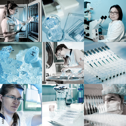 Photo: Scientists at work, collage Scientists at work, collage