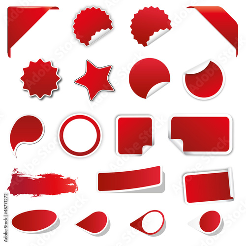 Vector: Blanko Rabatt Sticker - Reduziert - Neu - Sale / Rot Blanko Rabatt Sticker - Reduziert - Neu - Sale / Rot