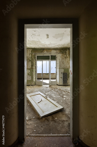 Photo: abandoned building, room view from the door abandoned building, room view from the door