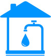 sign with drop of water and faucet in house