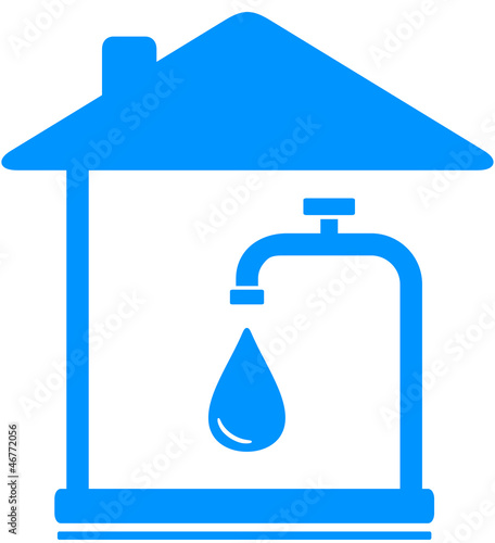Vector: sign with drop of water and faucet in house sign with drop of water and faucet in house