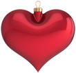 Illustration: Red Christmas ball heart shaped decoration Happy New Year bauble Red Christmas ball heart shaped decoration Happy New Year bauble