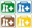 veterinary symbol with portfolio and pet dog with cat