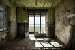 abandoned building, empty room with window