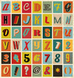 Doodle alphabet for business presentations, in retro style.