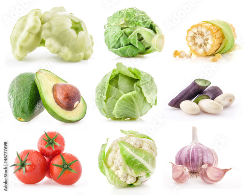 Photo: Collection of vegetables isolated on white background Collection of vegetables isolated on white background