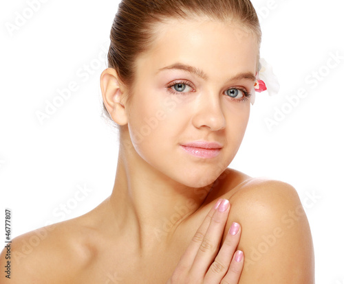 Photo: Portrait of a young woman , isolated on white background Portrait of a young woman , isolated on white background