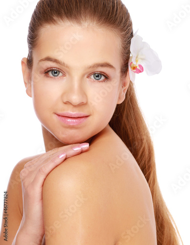 Photo: Portrait of a young woman , isolated on white background Portrait of a young woman , isolated on white background