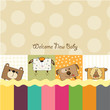 baby shower card with funny cube animals