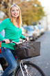 Woman riding a bike in the city