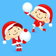 Snowball fight to play boys and girls. Winter Season Character D