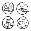 chefs set with tray of food in hand
