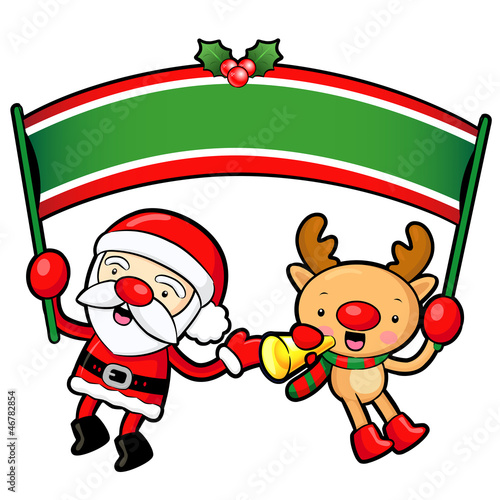 Vector: Santa Claus and Rudolph mascot the event activity. Christmas Cha Santa Claus and Rudolph mascot the event activity. Christmas Cha