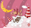 Cat on sledge cartoon