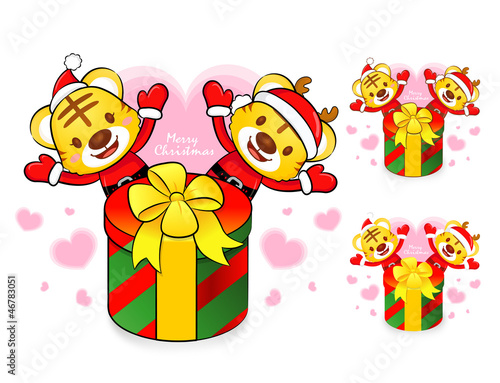 Vector: Santa Claus and Rudolph mascot the event activity. Christmas Cha Santa Claus and Rudolph mascot the event activity. Christmas Cha
