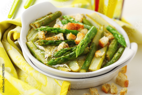 Photo: Asparagus baked with cheese and lemon peel. Asparagus baked with cheese and lemon peel.