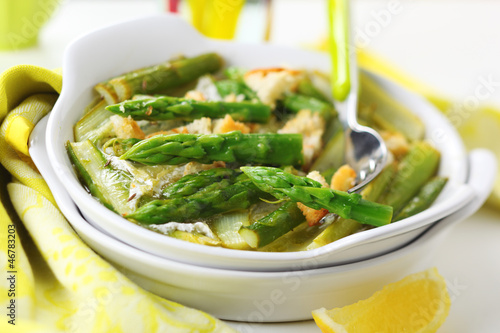 Photo: Asparagus baked with cheese and lemon peel. Asparagus baked with cheese and lemon peel.