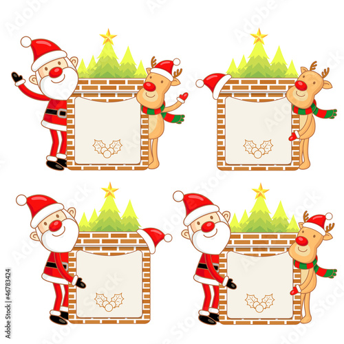 Vector: Santa Claus and Rudolph mascot the event activity. Christmas Cha Santa Claus and Rudolph mascot the event activity. Christmas Cha