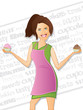 Vektor: Cupcake Girl with Background Text Cupcake Girl with Background Text