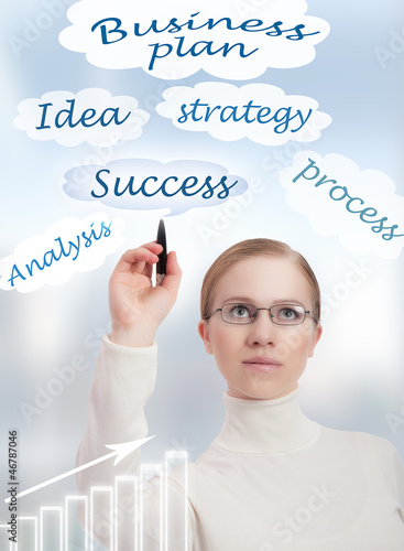 Photo: concept. business plan and businesswoman concept. business plan and businesswoman