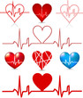 Set hearts beats graph. Vector