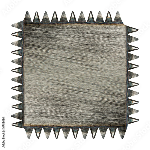 Photo: Toothed scratched metal plaque Toothed scratched metal plaque