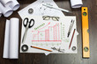 Photo: Tools and papers on the table Tools and papers on the table
