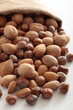frutta secca noci nocciole mandorle su sfondo bianco