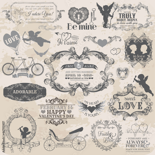Vector: Scrapbook Design Elements - Vintage Valentine's Love Set Scrapbook Design Elements - Vintage Valentine's Love Set