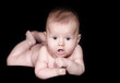 Little girl a on black background.