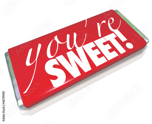 Illustration: You're Sweet Words Red Candy Bar Wrapper You're Sweet Words Red Candy Bar Wrapper