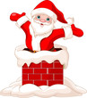 Vector: Santa Claus jumping from chimney Santa Claus jumping from chimney