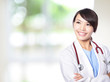 female doctor smile look to copy space