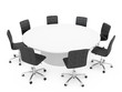 office chairs around a round table isolated on white background