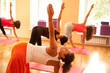 Exercising at yoga class