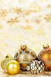 Photo: Golden Christmas ornaments background Golden Christmas ornaments background