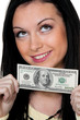 Frau mit Dollar Geldschein