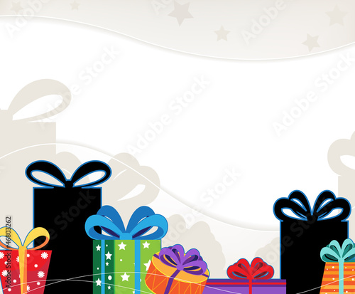 Vector: Christmas gift boxes with colored bows Christmas gift boxes with colored bows