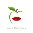 Logo diet, dietician. Mouth and green apple # Vector
