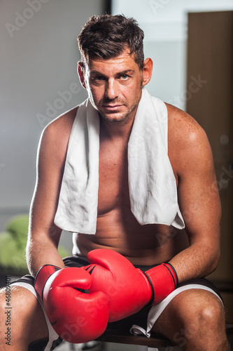 Photo: Boxer in the Locker Room Boxer in the Locker Room