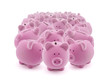 Large group of pink piggy banks