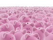 Large group of pink piggy banks