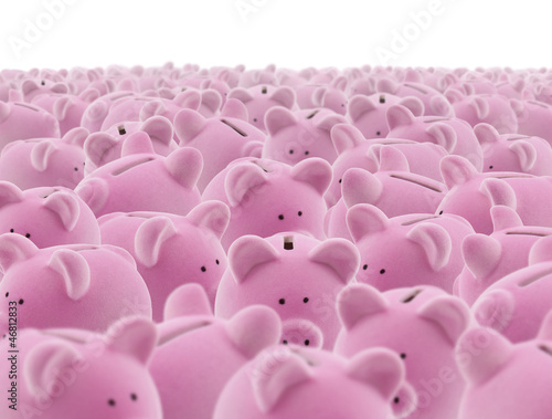 Photo: Large group of pink piggy banks Large group of pink piggy banks