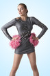 sexy cheerleader with pompom on the hips